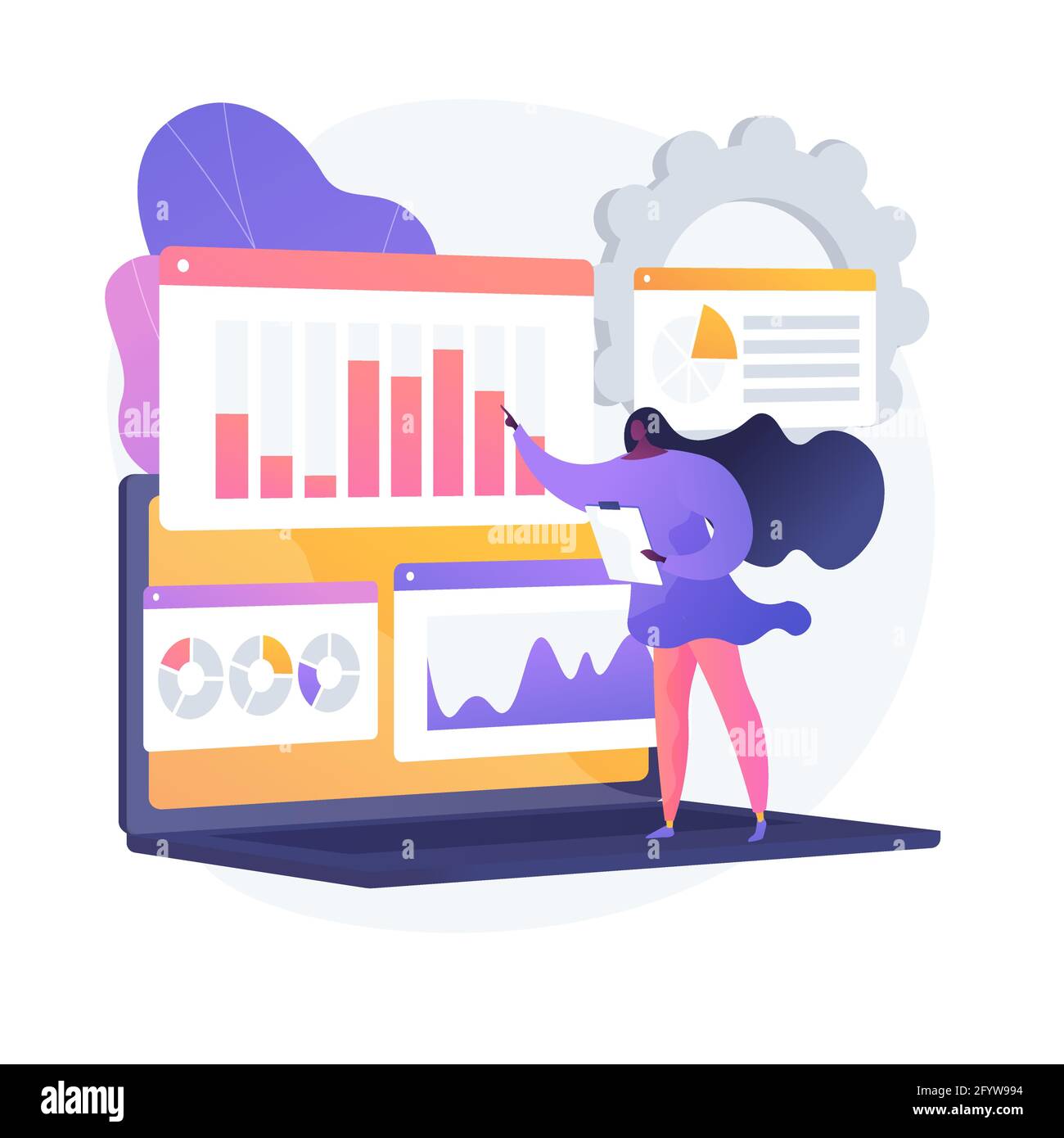 Rechenzentrum Fur Soziale Medien Smm Statistiken Digitale Marketingforschung Markttrends Analyse Expertin Studiert Online Umfrageergebnisse Vektor Isoliert Stock Vektorgrafik Alamy