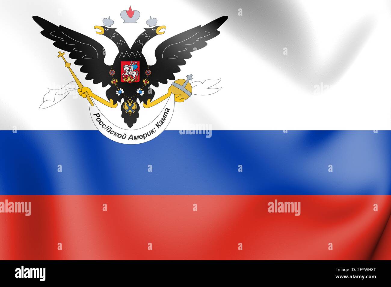 3D-Flagge der russisch-amerikanischen Gesellschaft. 3D-Illustration. Stockfoto