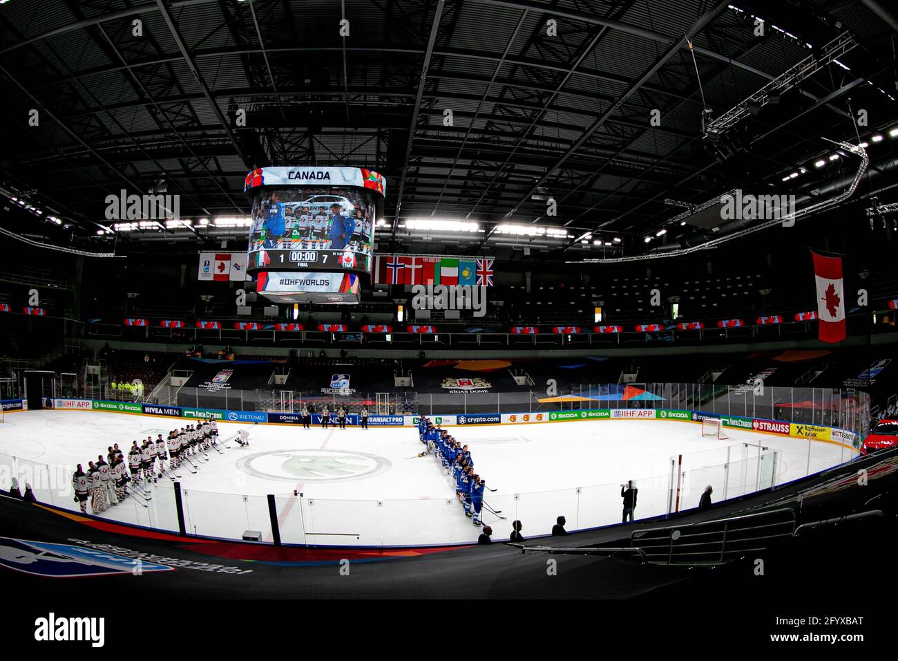 Arena Riga, Riga, Lettland, 30. Mai 2021, Nationalhymne Kanada während der Weltmeisterschaft 2021 - Italien gegen Kanada, Eishockey - Foto Andrea Re / LM Stockfoto