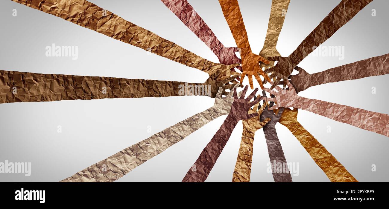 Unternehmerischer Erfolg Einheit und vielfältiges Teamkonzept als Teammetapher für den Beitritt zu einer Partnerschaft als Symbol der unternehmerische Vielfalt verbunden. Stockfoto
