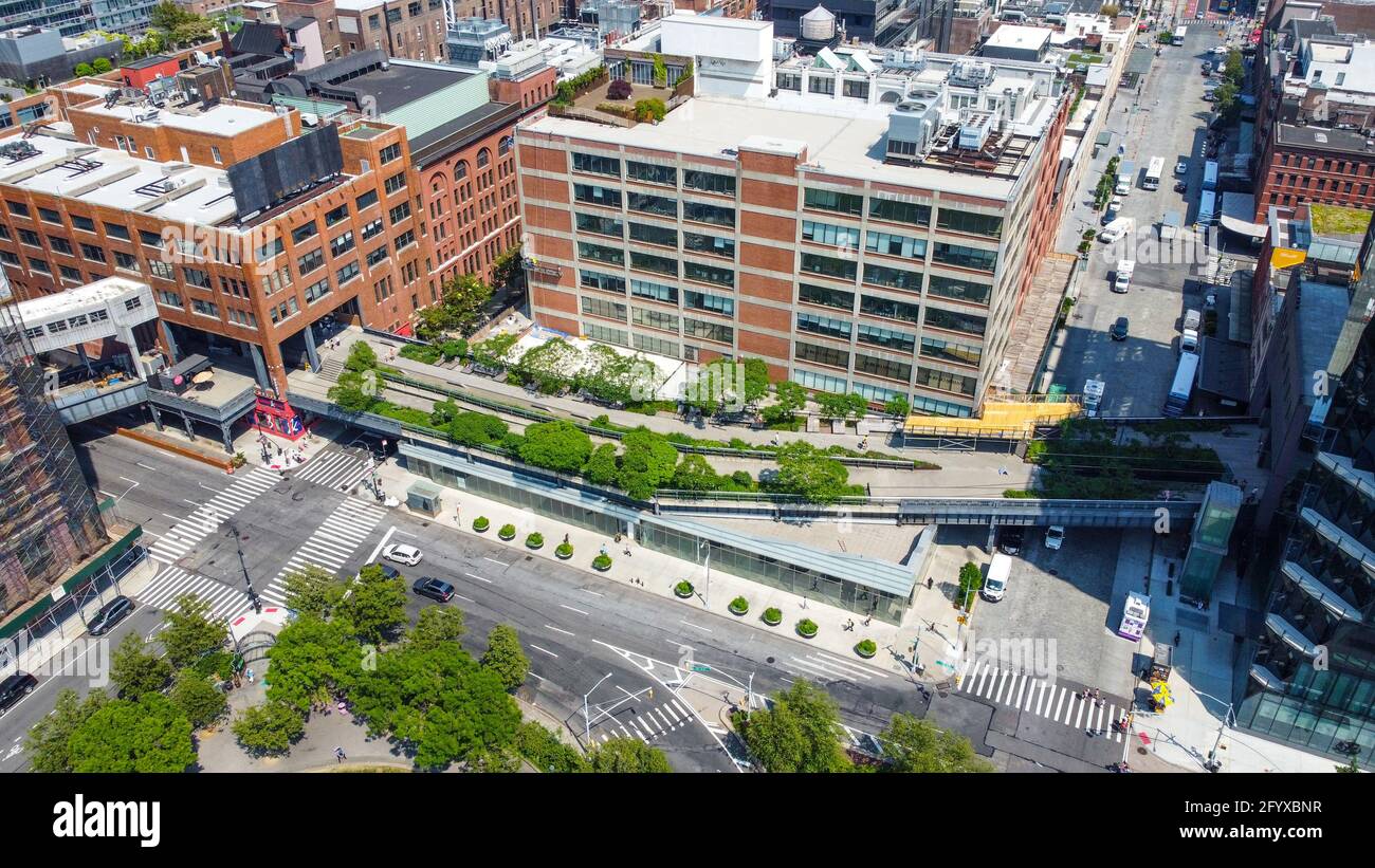 Luftaufnahme der High Line, Manhattan, NYC, USA Stockfoto