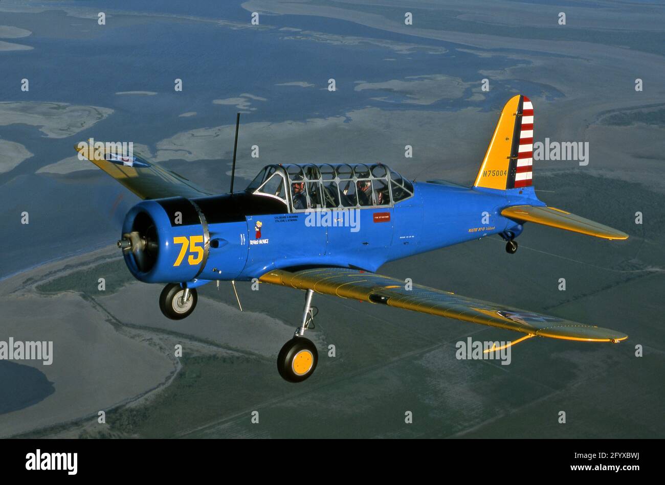 WWII, Vultee „Vibrator“ BT-13/15 Basic Military Trainer Flugzeug  Stockfotografie