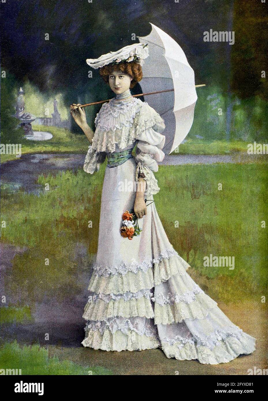 Léopold-Emile Reutlinger Vintage-Modefotografie des John Redfern Designs. Stockfoto