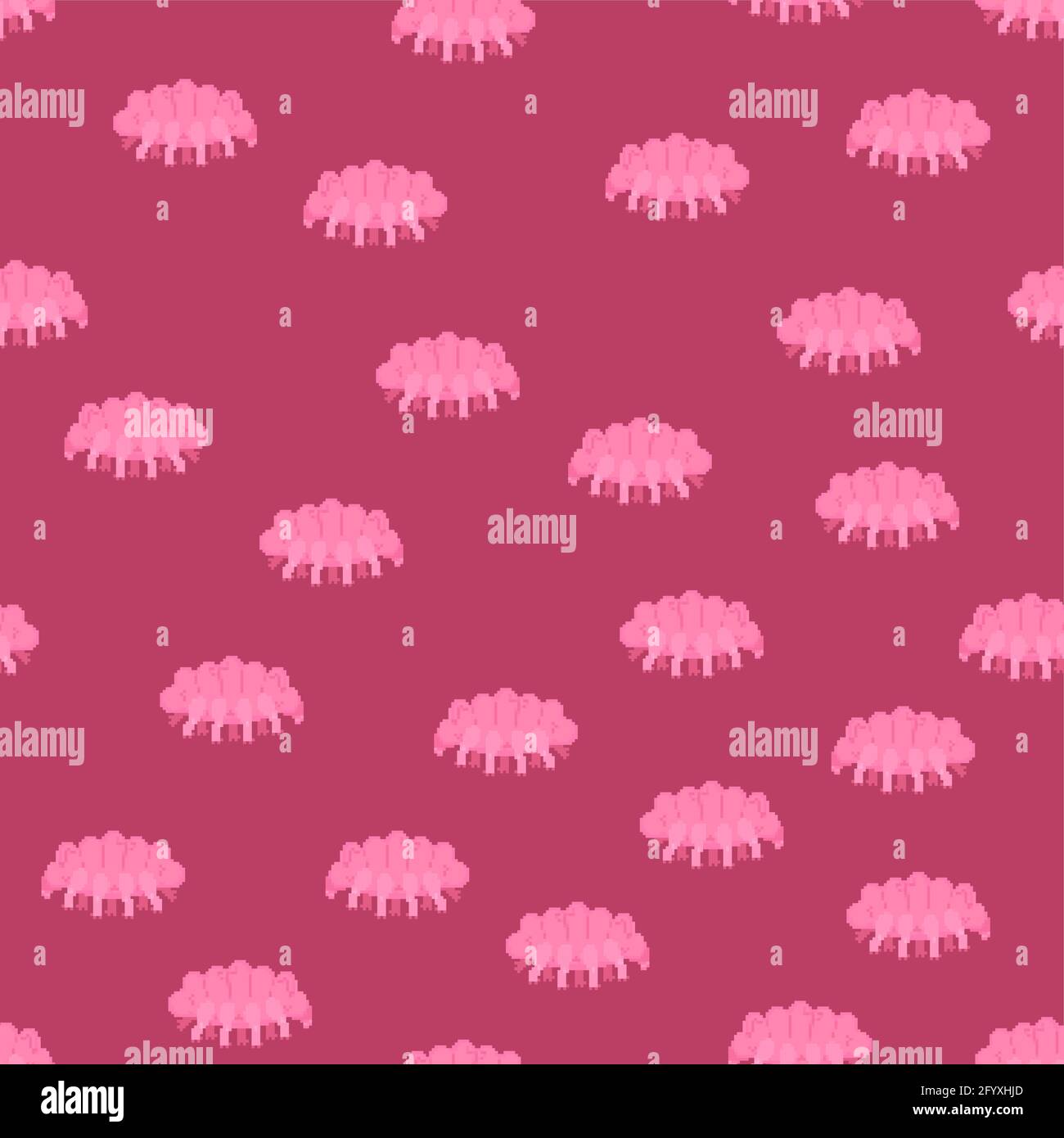 Tardigrada Pixel Art 8 bit Muster nahtlos. Art der mikroskopischen Wirbellosen Hintergrund. vektor-Textur Stock Vektor