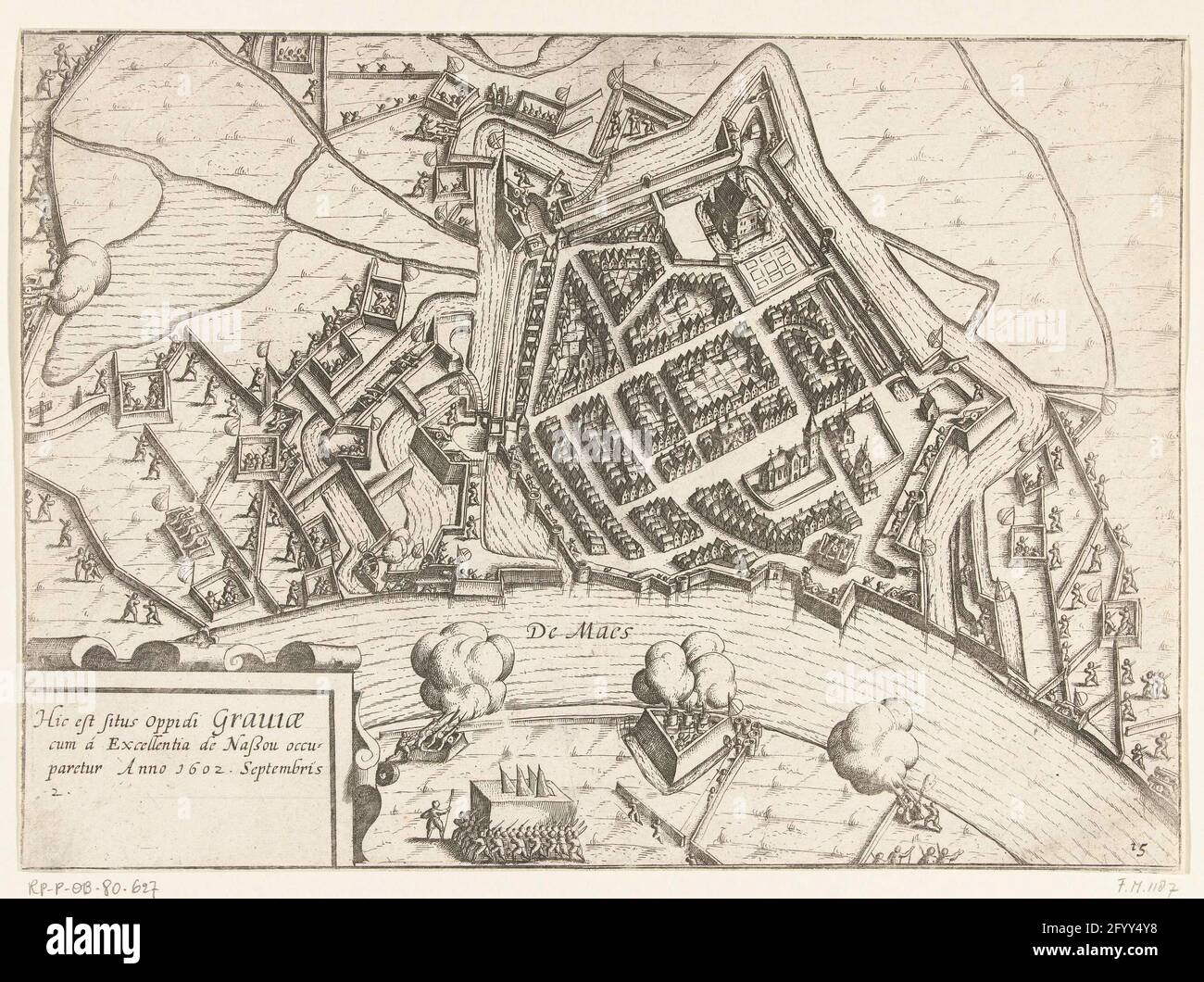 Belagerung aus dem Grab von Maurits, 1602; HIC EST Situs Oppidi