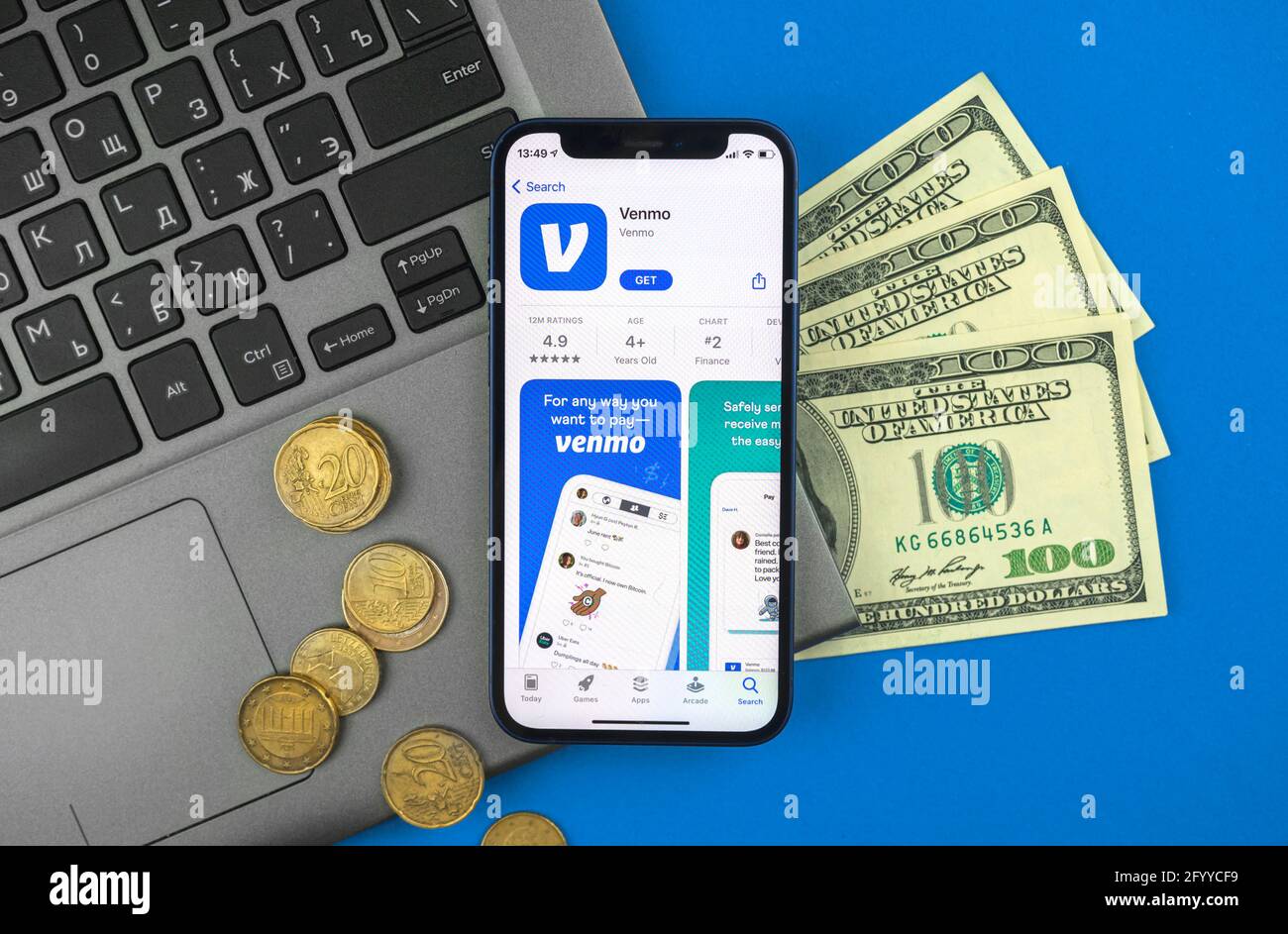 Charkow, Ukraine - 28. Mai 2021: Venmo Antrag auf Empfang und Zahlung Stockfoto