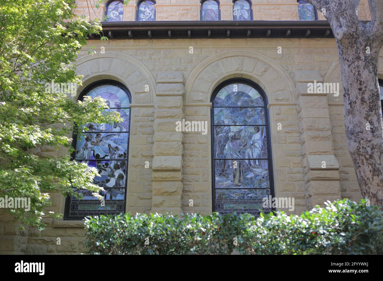 Palo Alto, CA, USA, 2.09.2020 - Memorial Church Buntglasfenster, Stanford Stockfoto