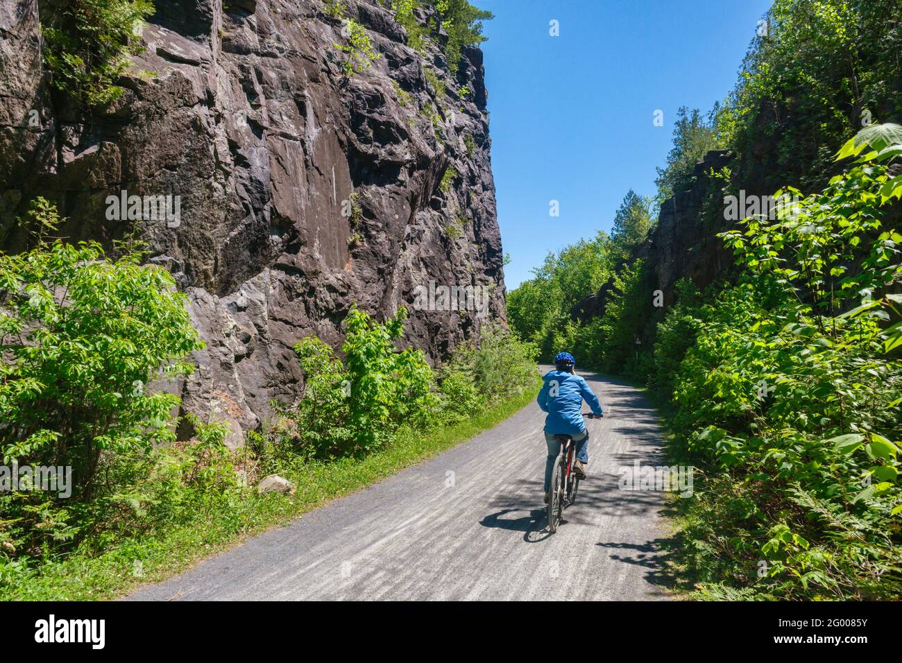Le P'tit Train du Nord Radweg in den Laurentians, Provinz Quebec, Kanada Stockfoto Le P'tit Train du Nord Radweg in den Laurentians, Provinz Quebec, Kanada Stockfoto