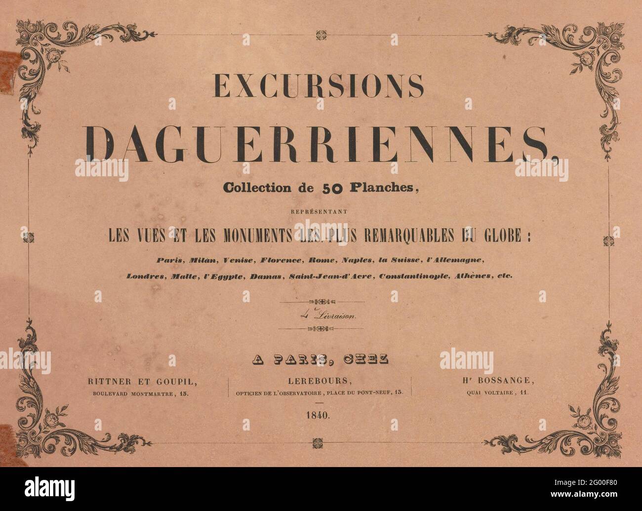 Deckblätter zu „Exkursionen Daguerriennes“. Stockfoto