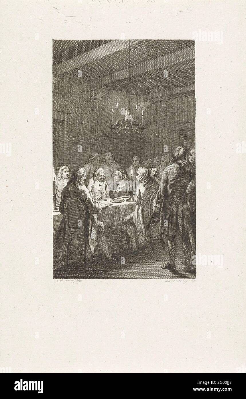 Galgenmaal in Zierikzee, 1739. Galgenmaal von wenigen zu Tode verurteilt zwischen Zuschauern in Zierikzee, alte Nutzung im Jahr 1739 aufgehoben. Stockfoto