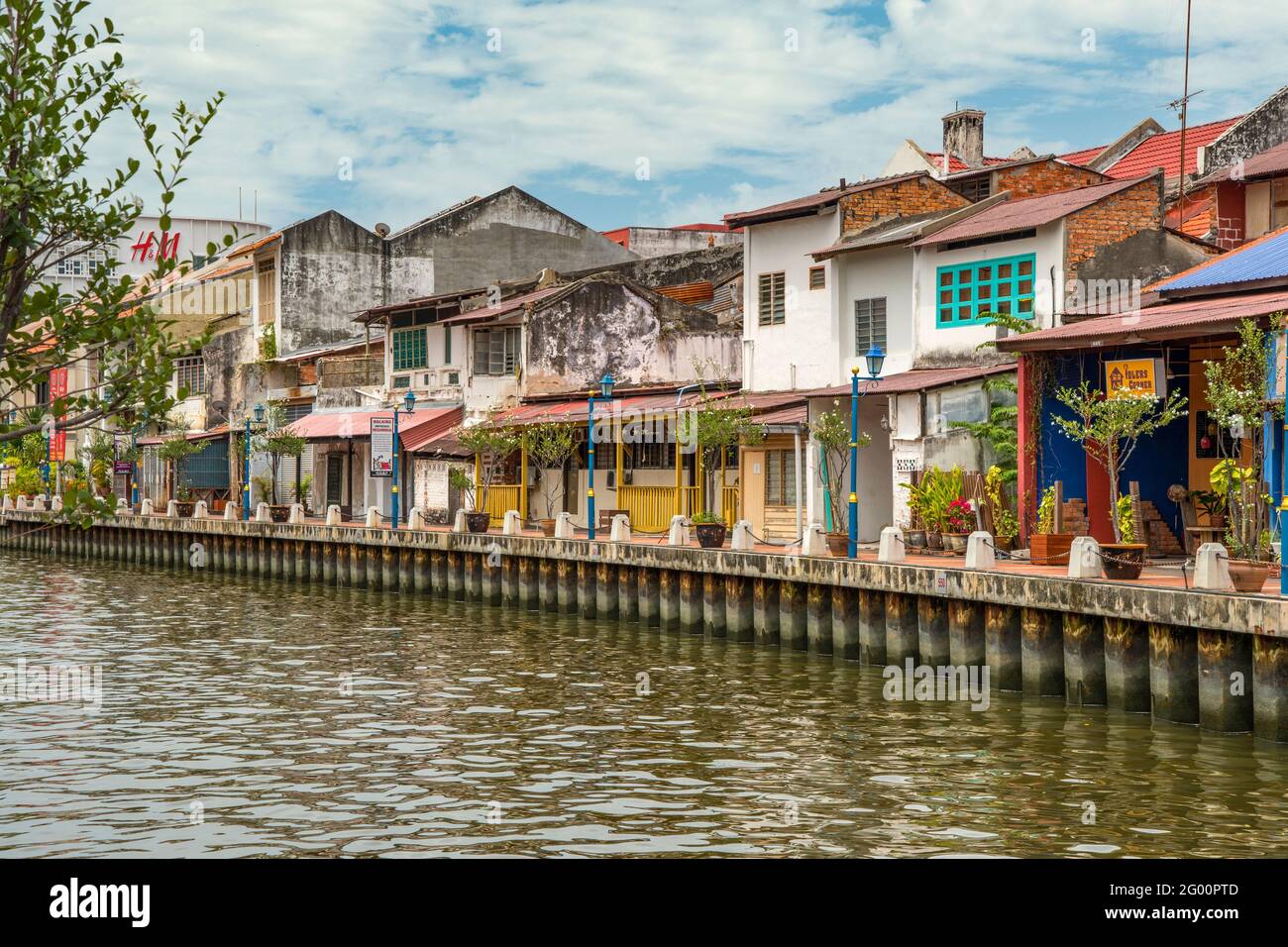 Alte Gebäude Am Flussufer, Malacca, Malaysia Stockfoto