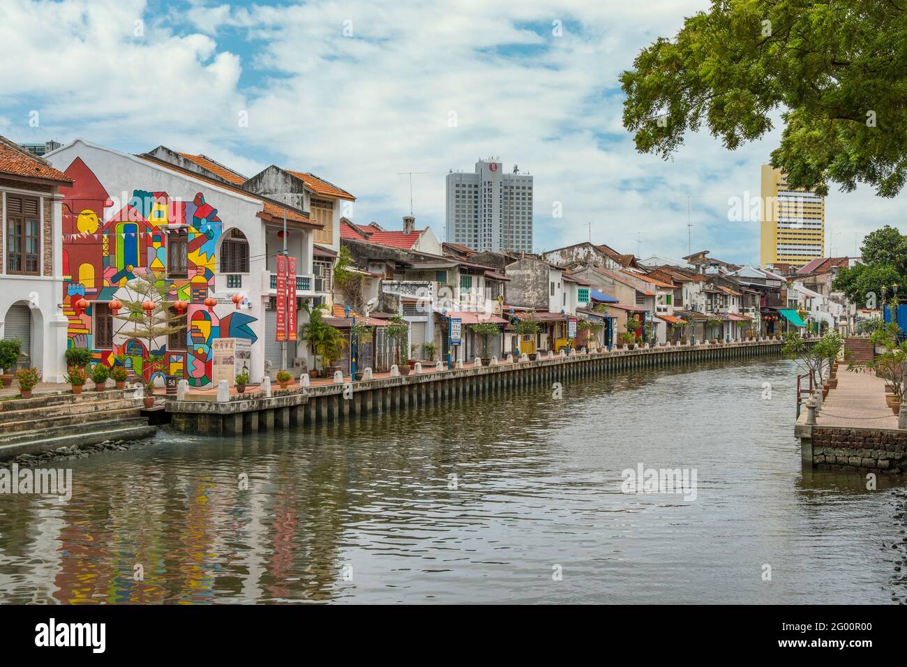 Alte Gebäude Am Flussufer, Malacca, Malaysia Stockfoto