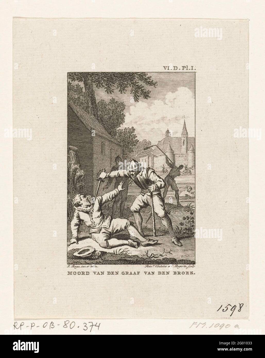Mord an Wirich von Daun, Graf von Falkenstein, 1598; Mord an van den Graaf van den Broek. Der Mord an dem Wirich von Daun, Graf von Falkenstein, durch die spanischen Truppen unter Francisco de Mendoza am 11. Oktober 1598. Stockfoto