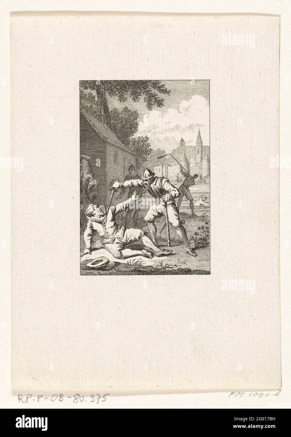Mord an Wirich von Daun, Graf von Falkenstein, 1598. Der Mord an dem Wirich von Daun, Graf von Falkenstein, durch die spanischen Truppen unter Francisco de Mendoza am 11. Oktober 1598. Stockfoto
