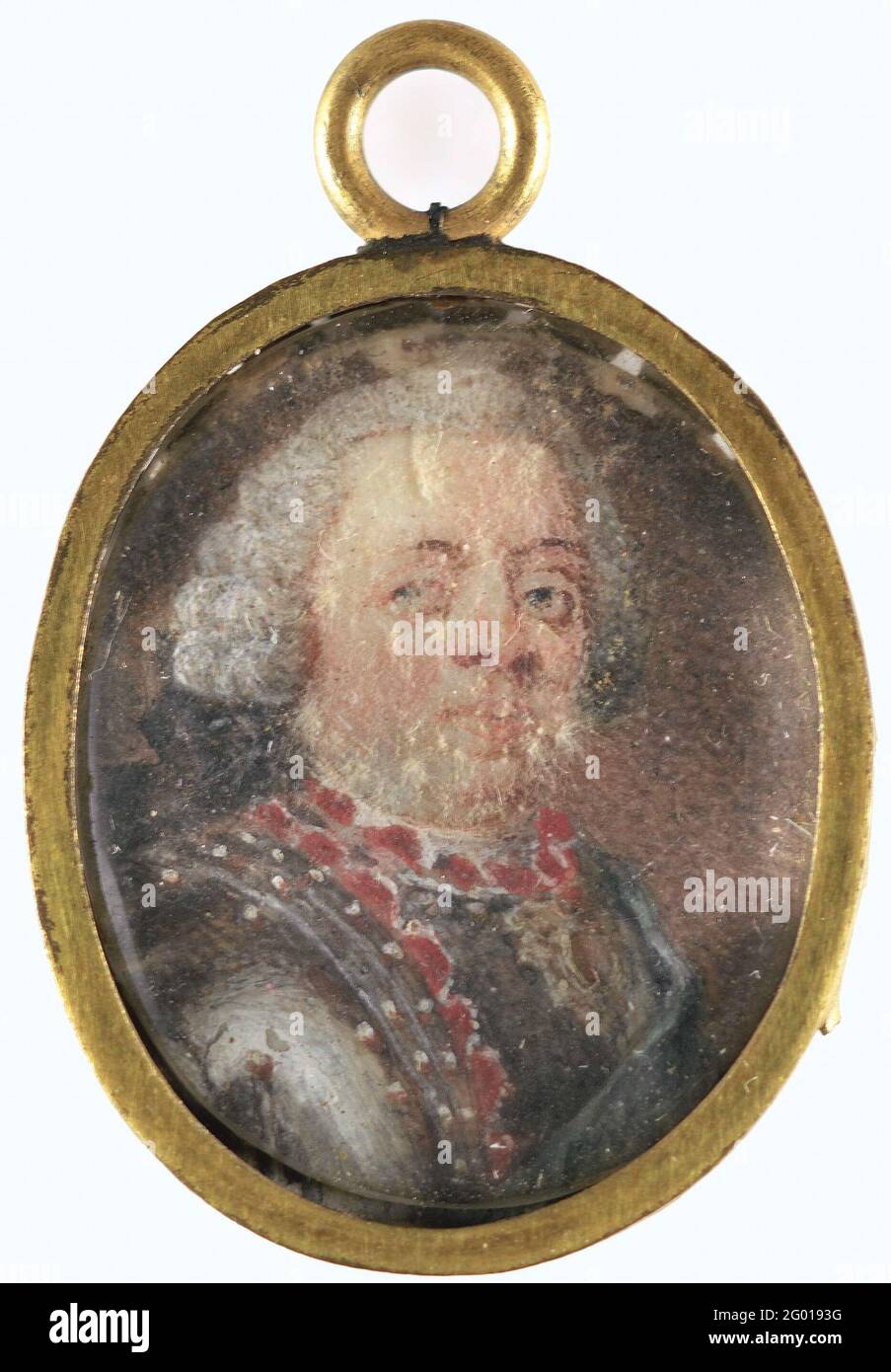 Willem IV. (1711-51), Prinz von Oranien-Nassau. Porträt Willems IV. (1711-51), Prinz von Oranien-Nassau. Büste nach rechts, die Augen nach links, in Rüstung. Teil der Portrait miniaturen Kollektion. Stockfoto