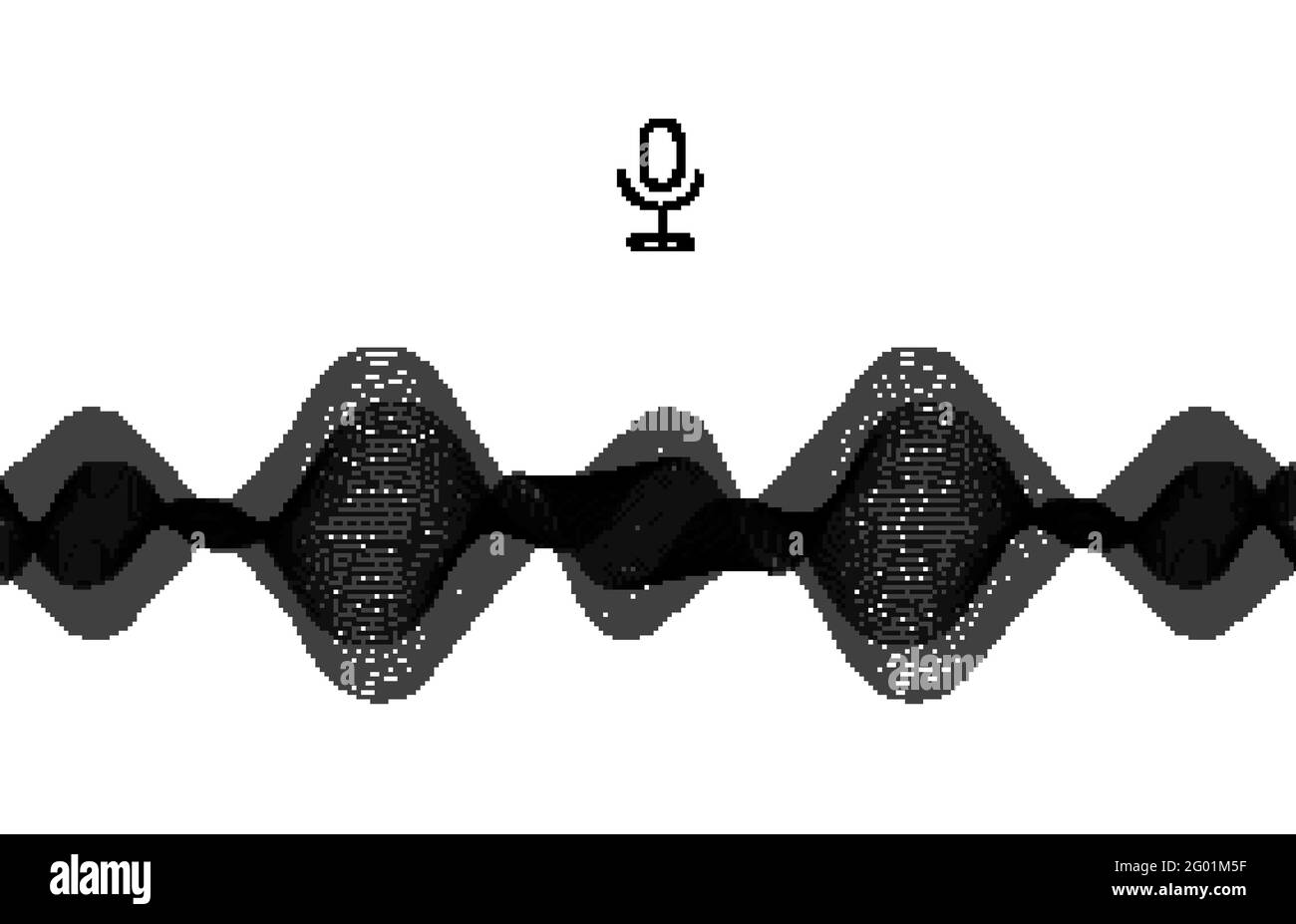 Audio-Wave-Equalizer. Isolierte Vektordarstellung in Schwarzweiß. Technologie zur Sprachsteuerung für Mikrofone und Sound Voice Equalizer. Stock Vektor