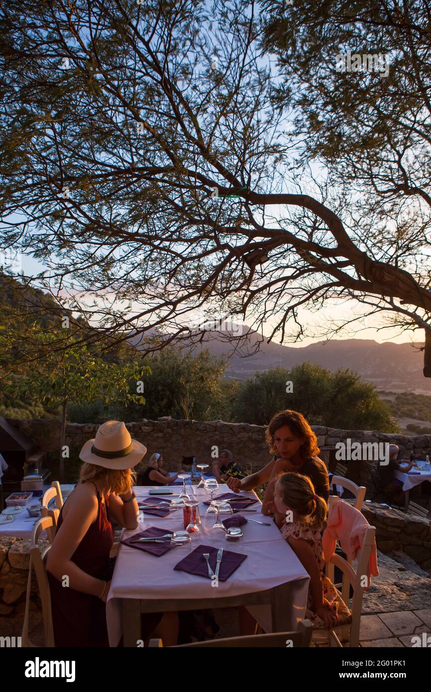 FRANKREICH. HAUTE-CORSE (2B) BALAGNE. PIGNA DORF. CASA MUSICALE RESTAURANT Stockfoto