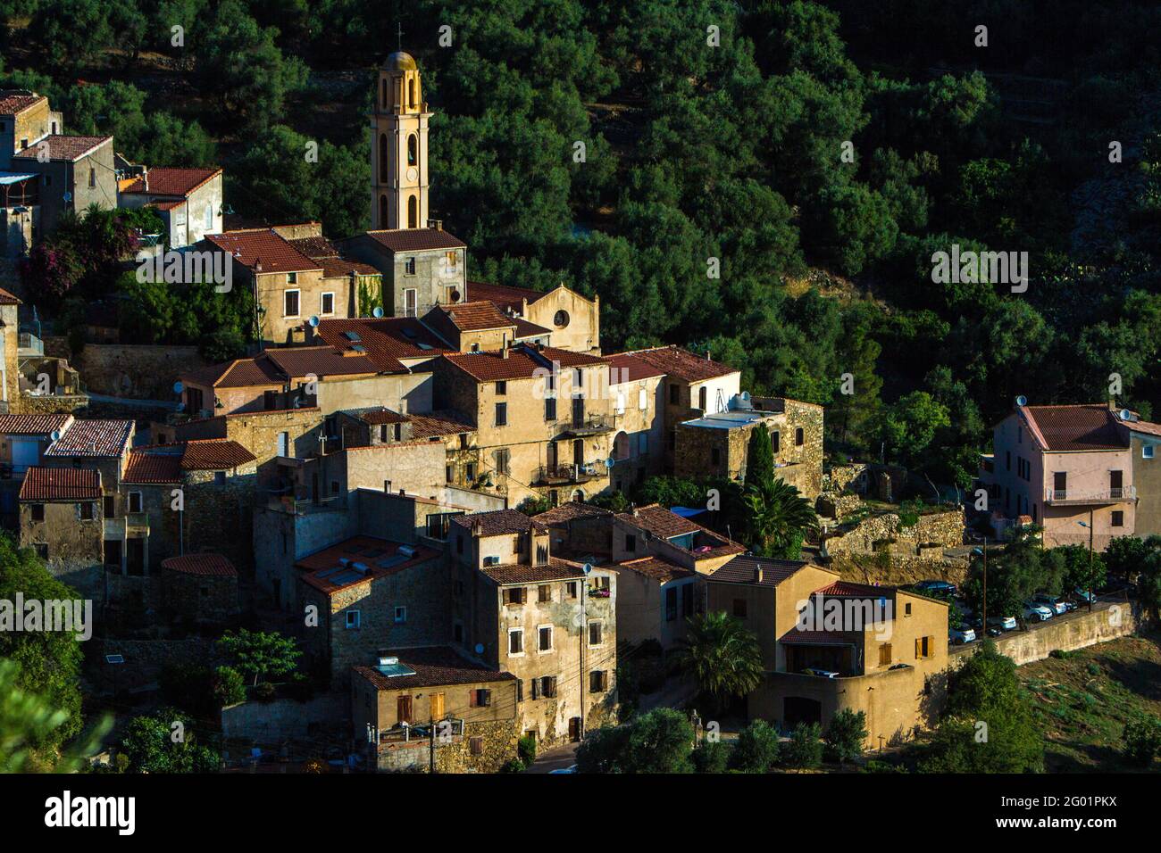 FRANKREICH. HAUTE-CORSE (2B) BALAGNE. AVAPESSA DORF Stockfoto