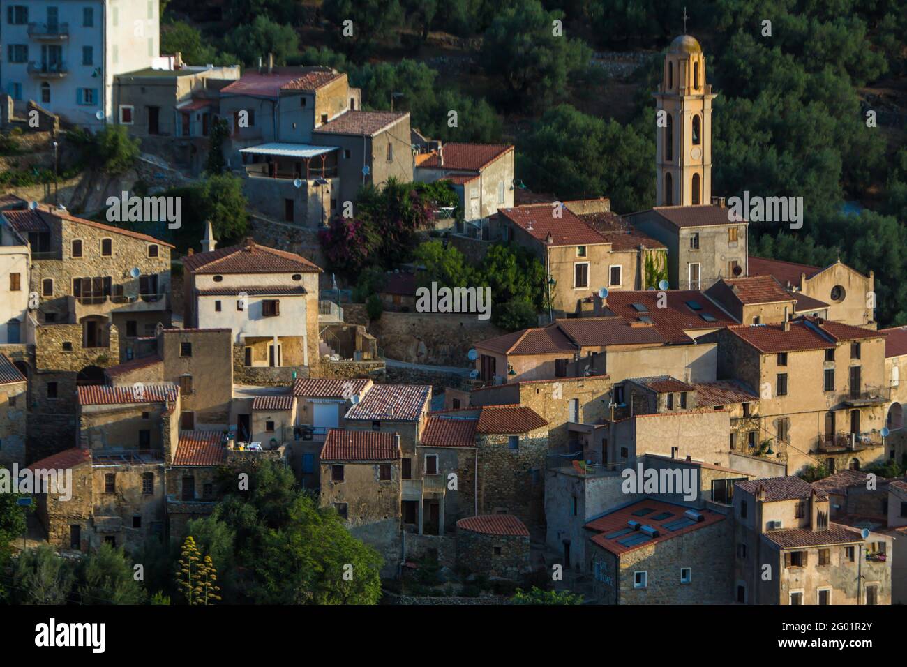 FRANKREICH. KORSIKA. HAUTE-CORSE (2B) REGION BALAGNE. AVAPESSA DORF Stockfoto