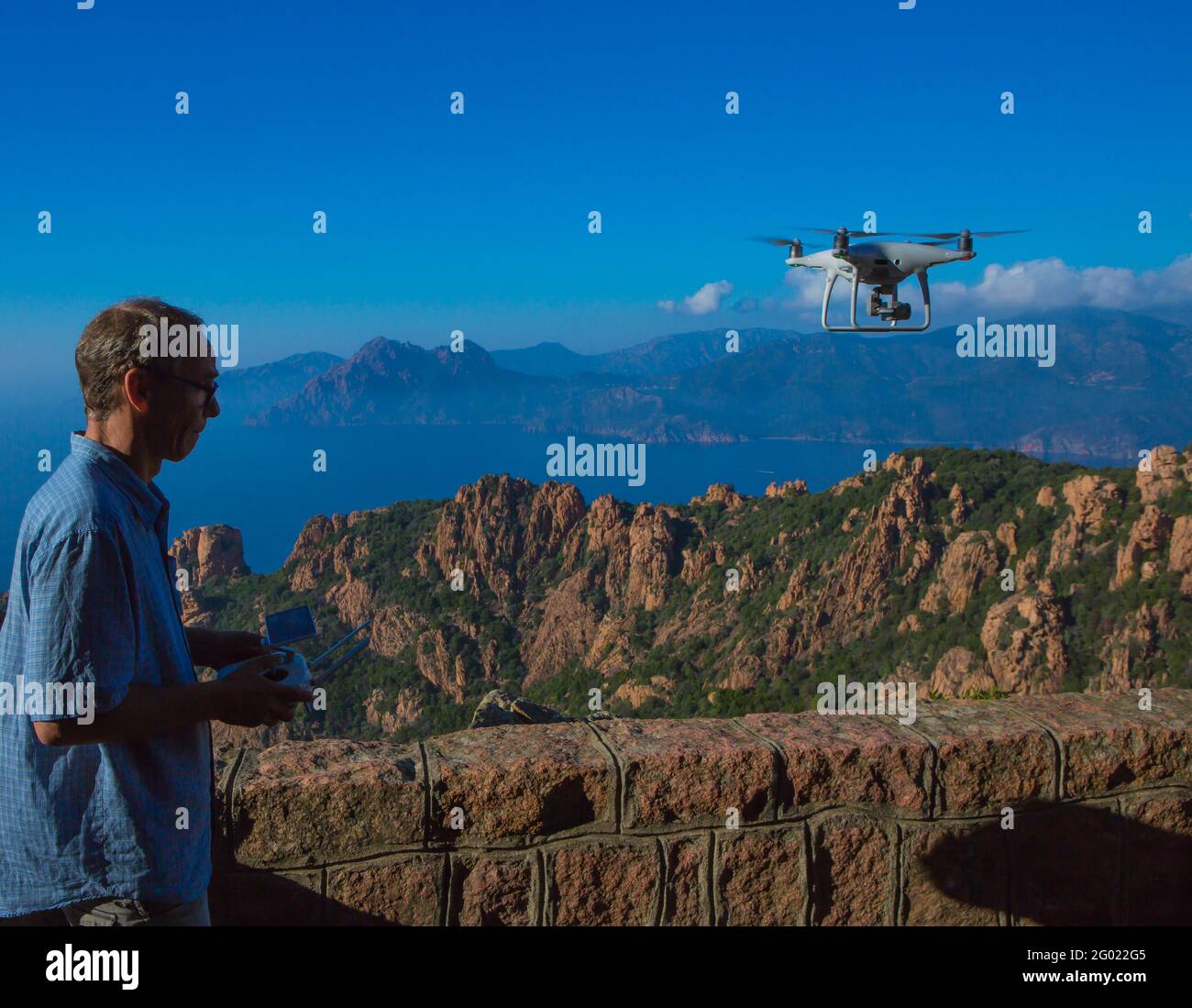 FRANKREICH, CORSE-DU-SUD (2A) DEUX SEVI, DROHNENPILOT UM PIANA-KALANCHE. UNESCO-WELTKULTURERBE Stockfoto