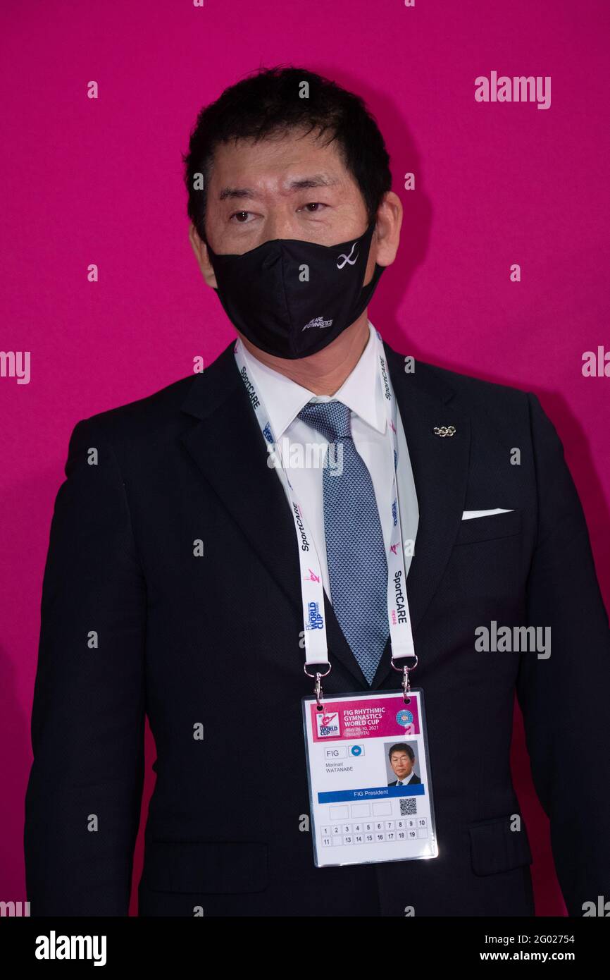 Morinari Watanabe, FIG-Präsident, während der FIG Rhythmic Gymnastics World Cup 2021, in der Vitrifrigo Arena in Pesaro, Italien, 29. Mai 2021. (Foto von Enrico Calderoni/AFLO SPORT) Stockfoto