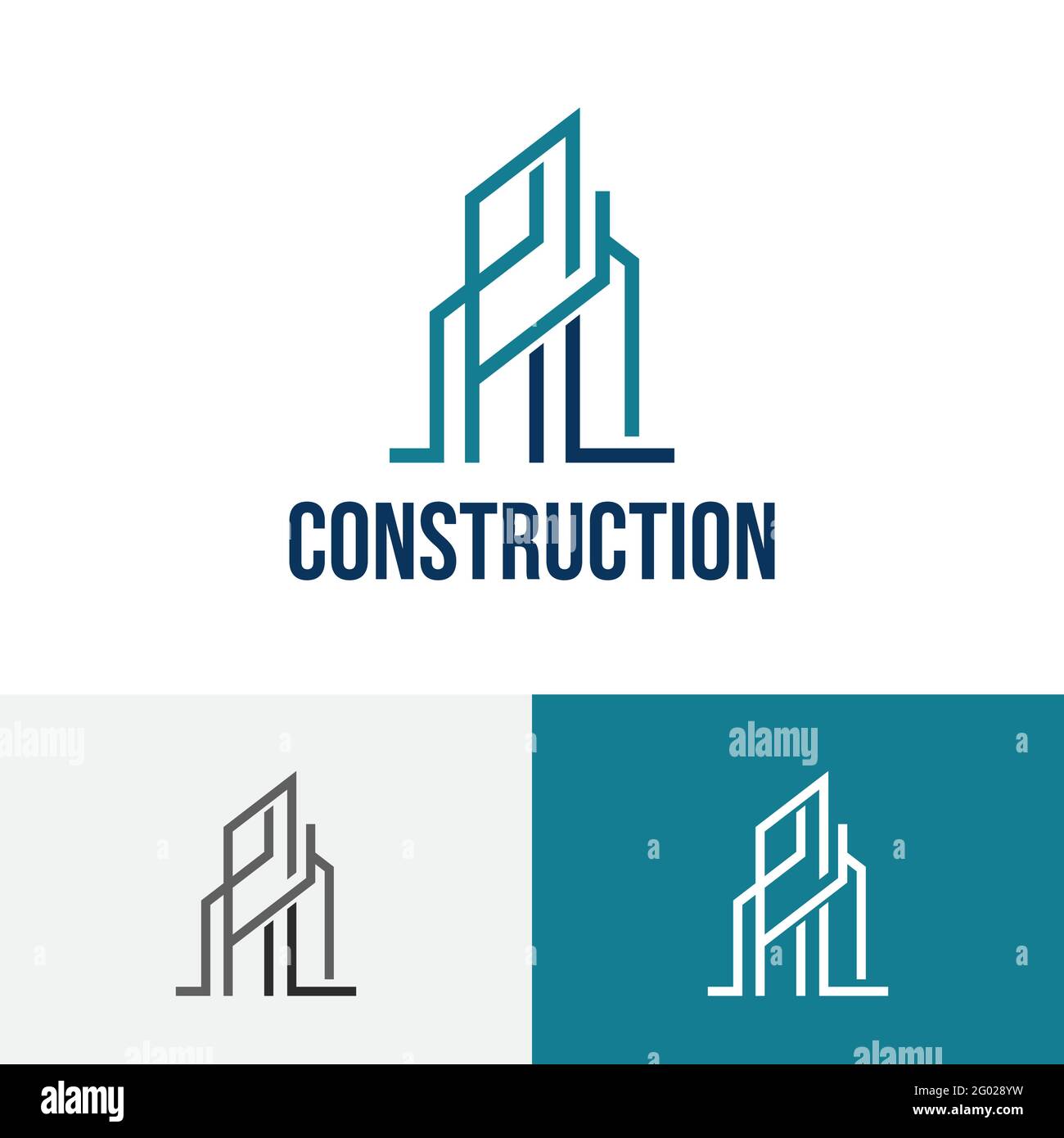 Gebäude Bau Stadt Immobilien Immobilien Linie Logo Stock Vektor