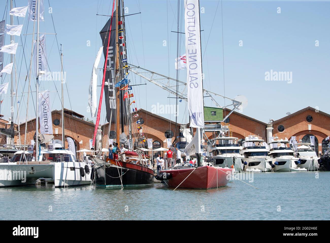 Die Ausgabe 2021 der Venedig Boat Show im Arsenale von Venedig Italien Mai 2021 Stockfoto