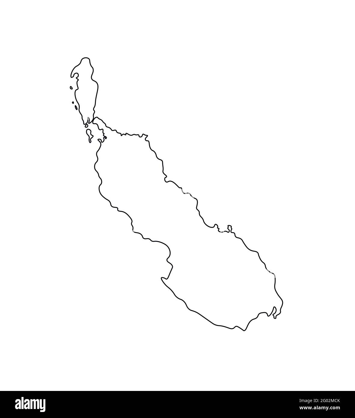 Vektor isolierte vereinfachte Illustration Symbol mit schwarzer Linie Silhouette von Bougainville Insel und Buka Island Karte. Weißer Hintergrund. Stock Vektor