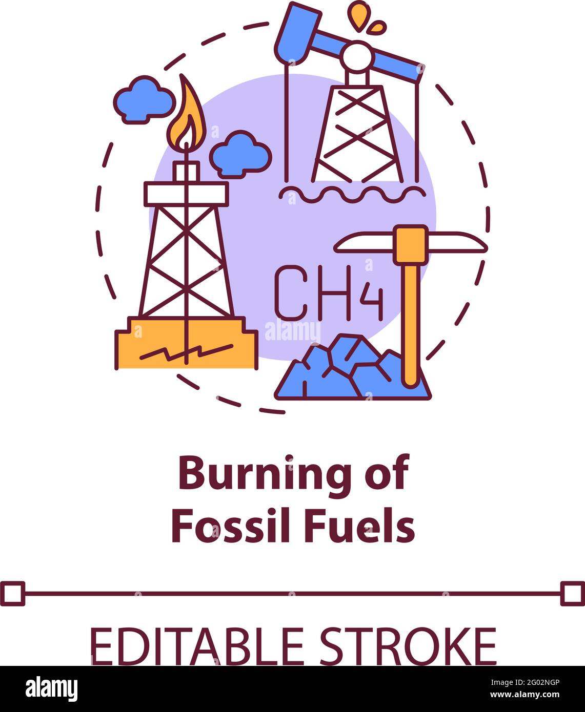 Symbol für das Brennkonzept fossiler Brennstoffe Stock Vektor