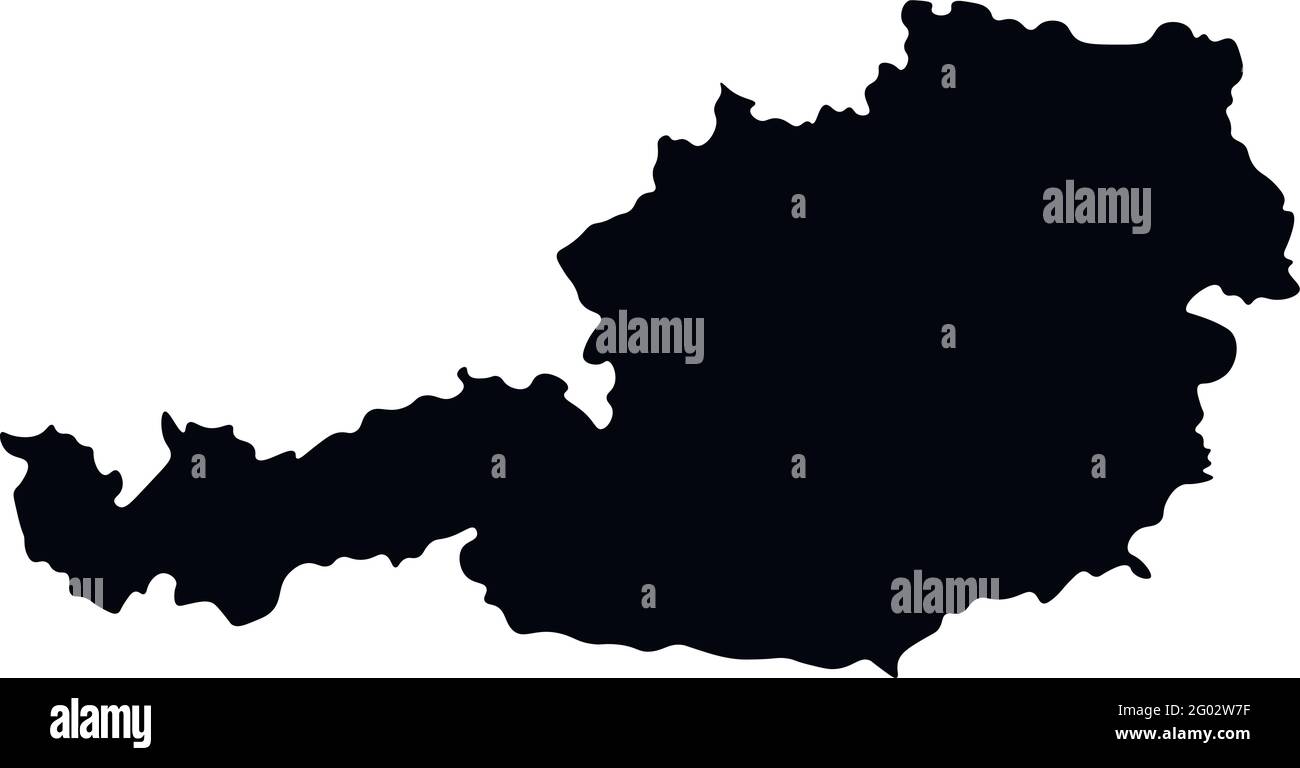 Vektor isoliert vereinfachte Illustration Symbol mit schwarzer Silhouette von Österreich-Karte. Weißer Hintergrund Stock Vektor