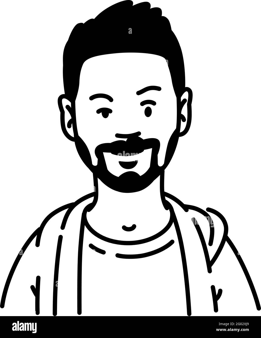 Junger Mann Avatar in minimalem Stil. Ein Hipster mit einem Bart, der Signature-Charakter für das Logo. Vektor. Modischer, moderner Stil. Das Bild ist isoliert Stock Vektor