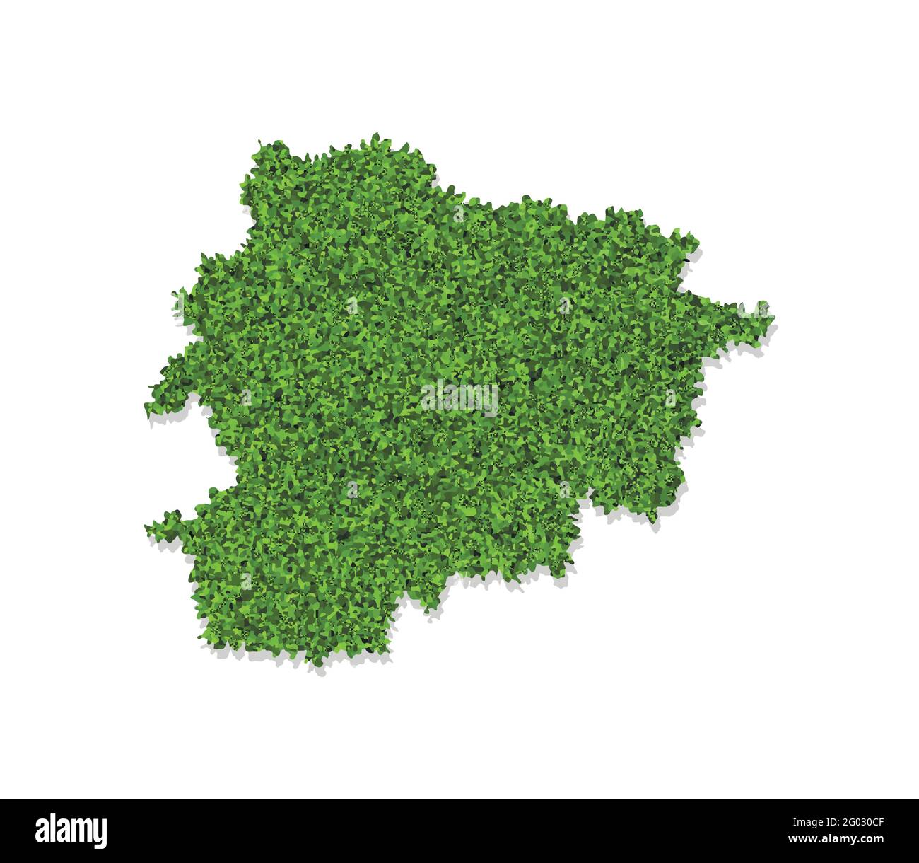 Vektor isoliert vereinfachte Illustration Symbol mit grünen grasbewachsenen Silhouette von Andorra Karte. Weißer Hintergrund Stock Vektor