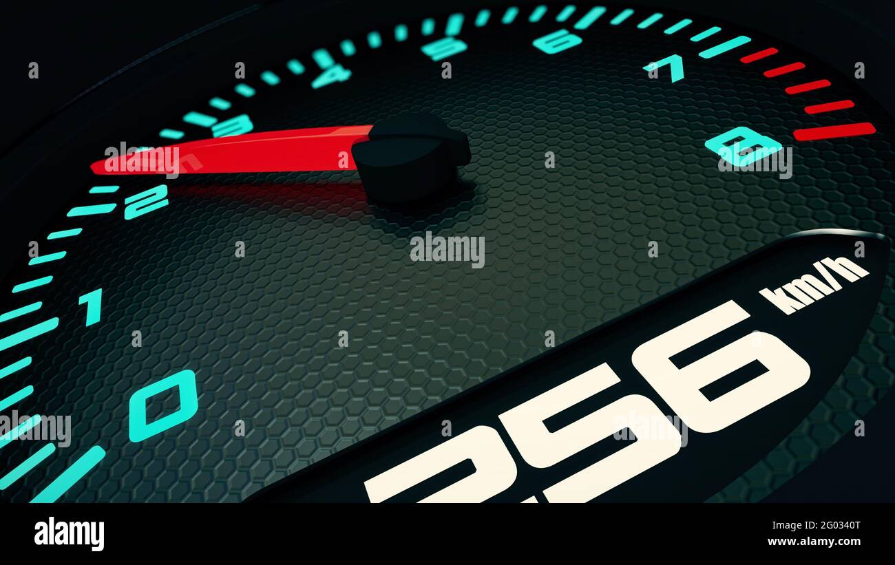 3D-Animation für das Dashboard von Rennwagen Stockfoto