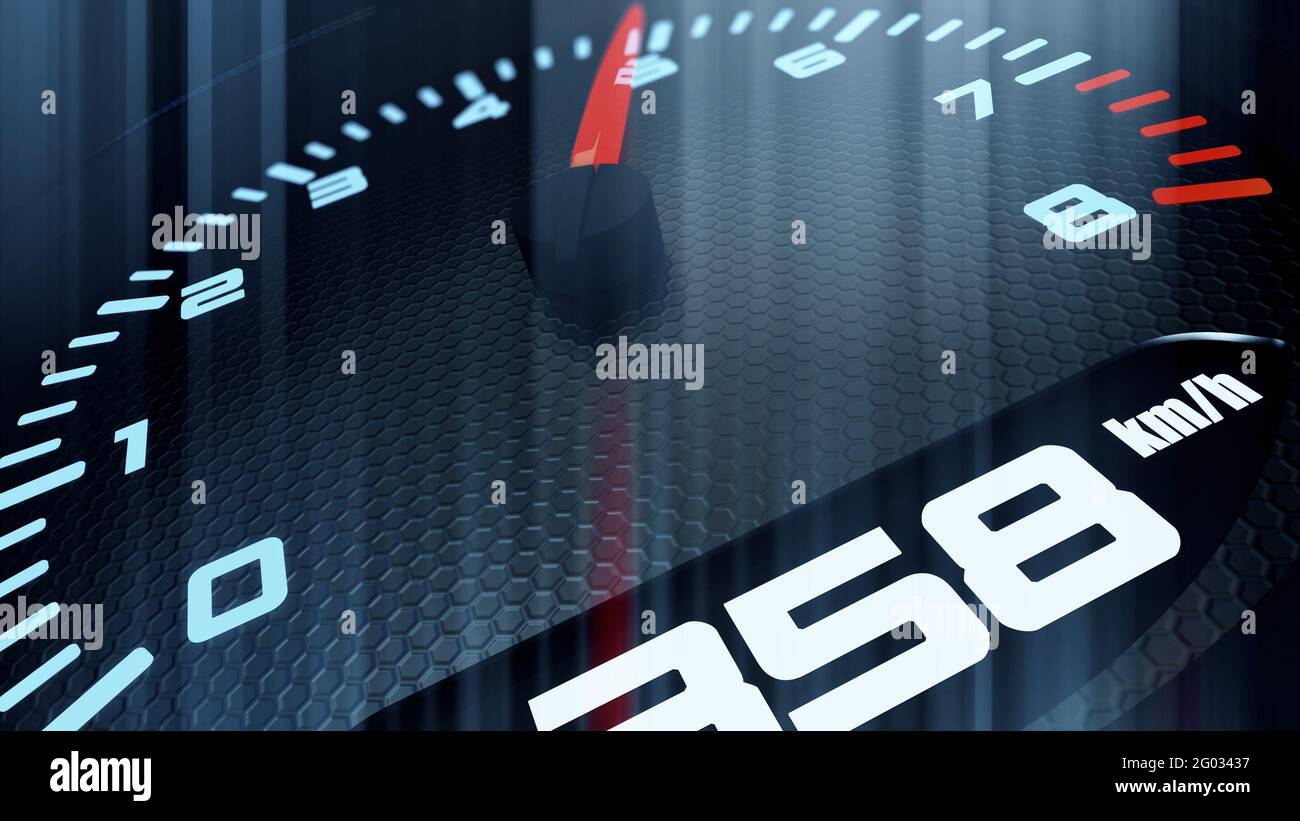 3D-Animation für das Dashboard von Rennwagen Stockfoto
