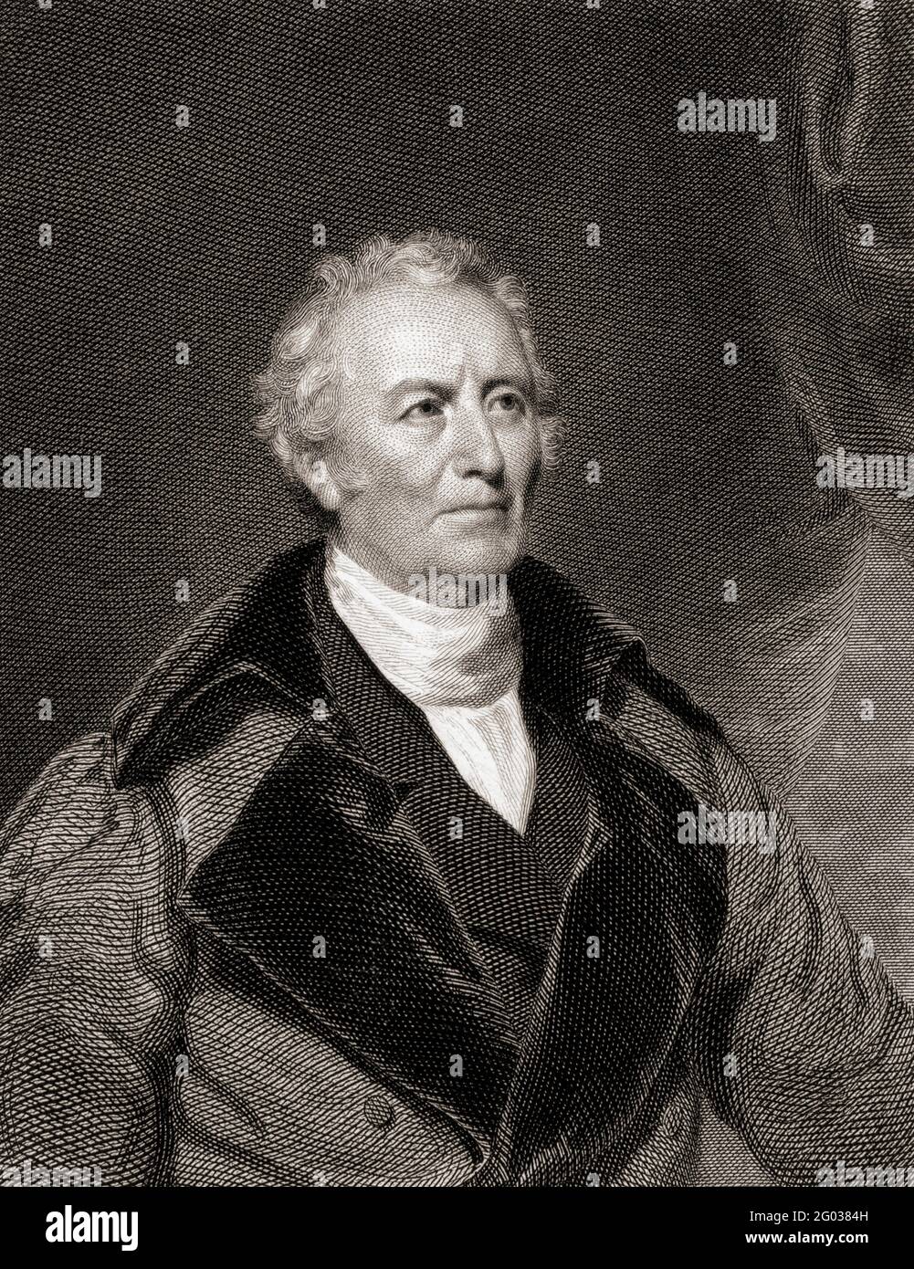 John Trumbull, 1756 - 1843. Amerikanischer Künstler während des amerikanischen Revolutionskrieges. Vier seiner Gemälde hängen in der Rotunde der Hauptstadt der Vereinigten Staaten. Nach einem Werk von Samuel Lovett Waldo. Stockfoto