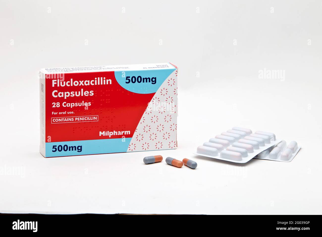 500mg Flucloxacillin Kapseln sind ein Antibiotikum Stockfoto