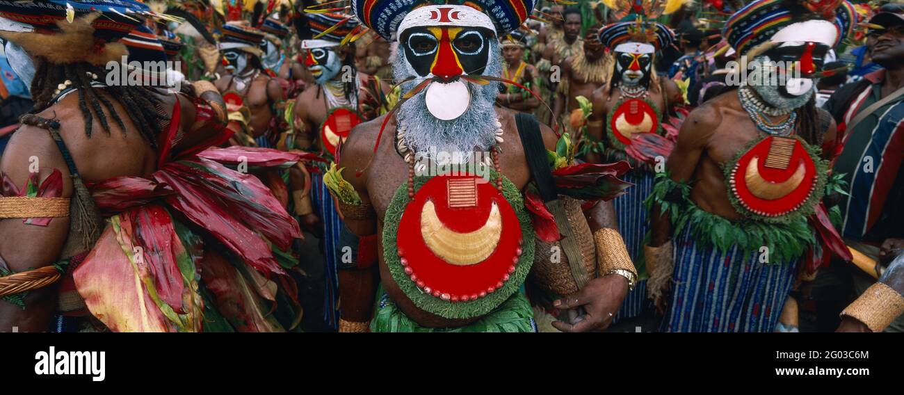 Papua-Neuguinea, Western Highland, Mt. Hagen, Sing Sing of Mount Hagen - der jährliche Mt. Hagen Cultural Show bringt viele ethnische Gruppen aus einem Stockfoto