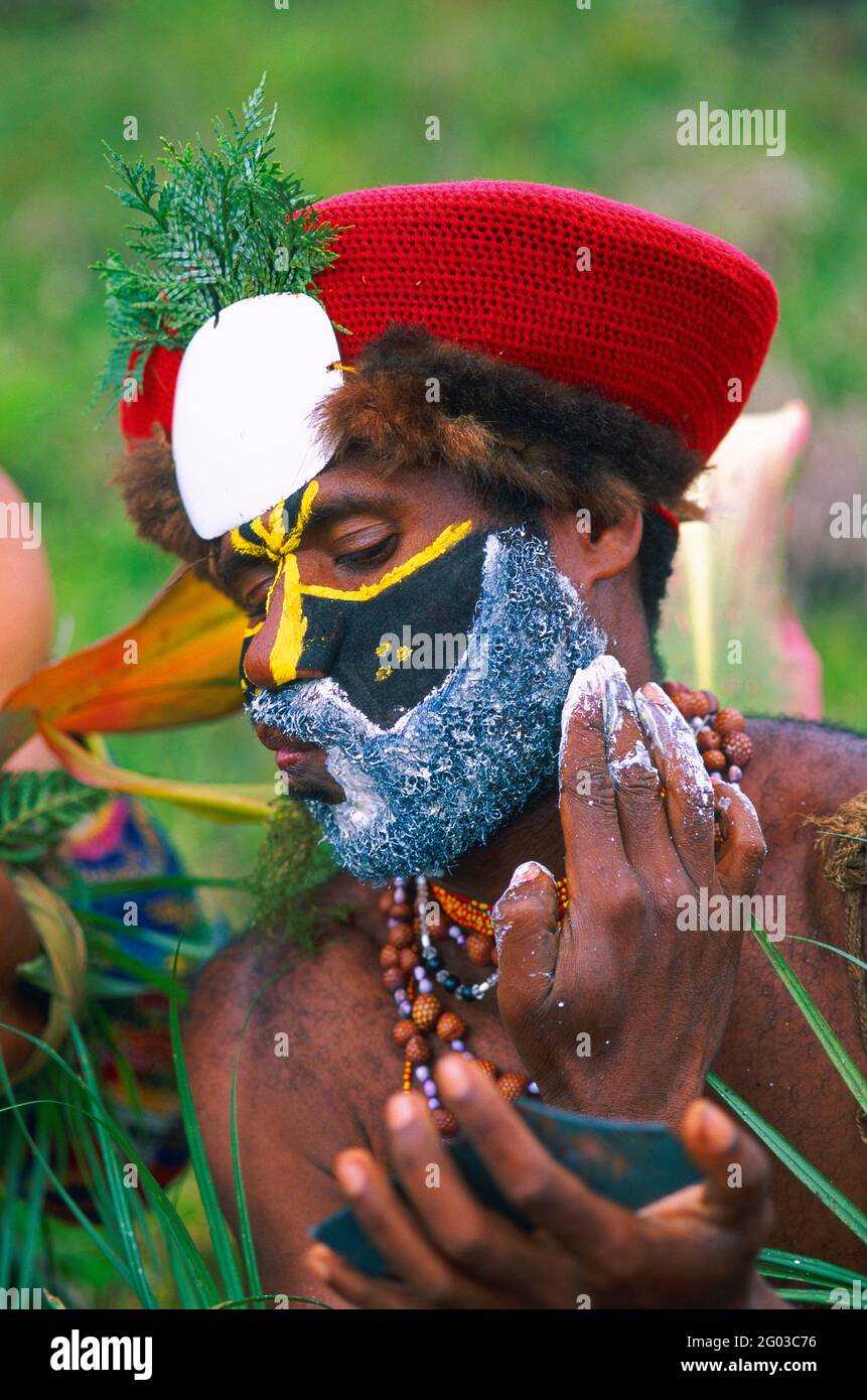 Papua-Neuguinea, Western Highland, Mt. Hagen, Sing Sing of Mount Hagen - der jährliche Mt. Hagen Cultural Show bringt viele ethnische Gruppen aus einem Stockfoto