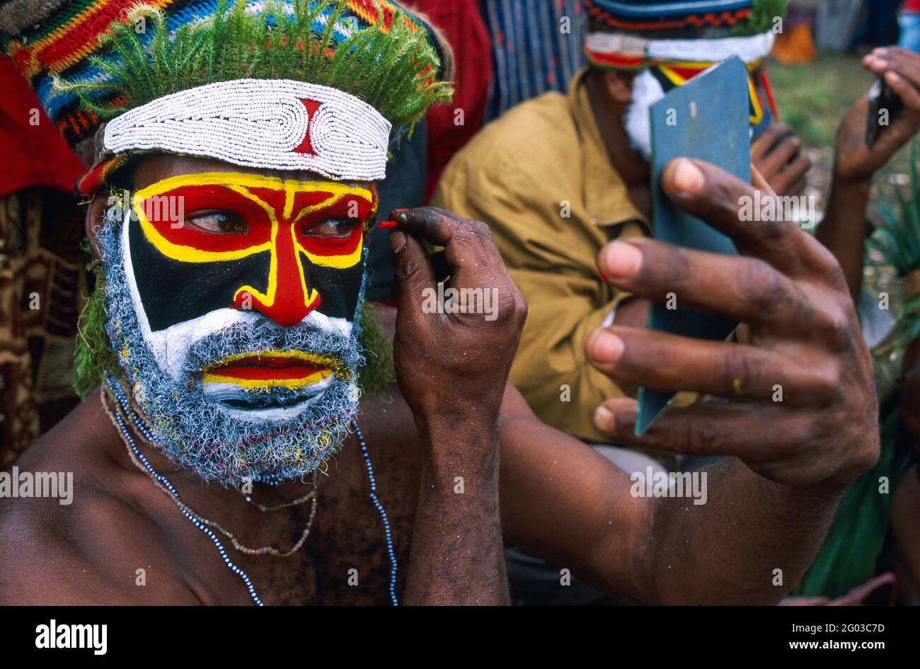 Papua-Neuguinea, Western Highland, Mt. Hagen, Sing Sing of Mount Hagen - der jährliche Mt. Hagen Cultural Show bringt viele ethnische Gruppen aus einem Stockfoto