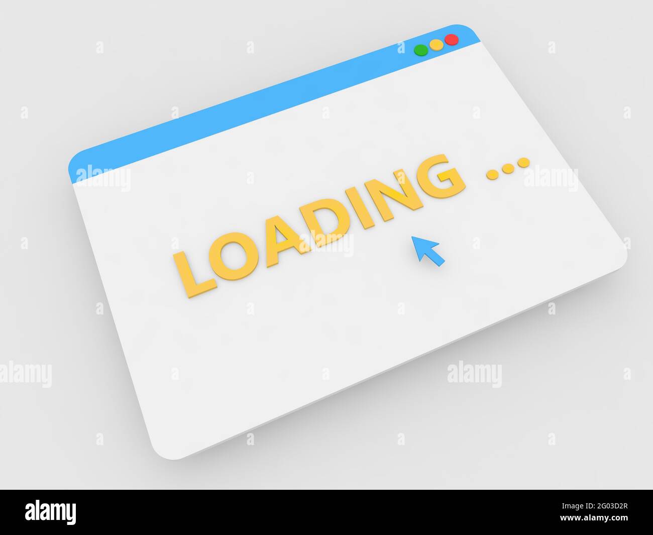 Internet-Browser mit Downloads auf weißem Hintergrund. 3d-Renderdarstellung. Stockfoto