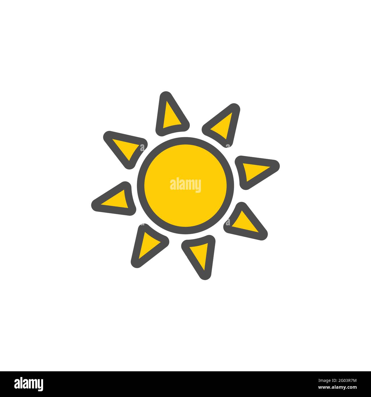 Leuchtend gelbe Sonne bunte Vektor-Symbol, Natur einfache Illustration Stock Vektor