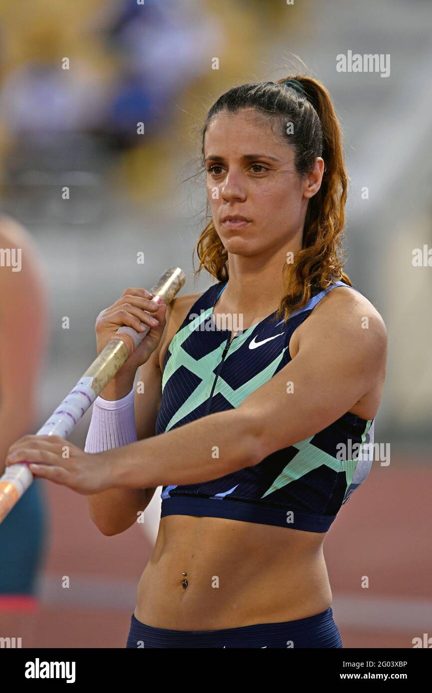 Katerina Stefanidi (GRE) belegt im Polsprung der Frauen den vierten Platz Bei 15-6 1/2 (4,74 M) während des World Athletics Doha Diamond Ligatreffen in Suhaim Stockfoto