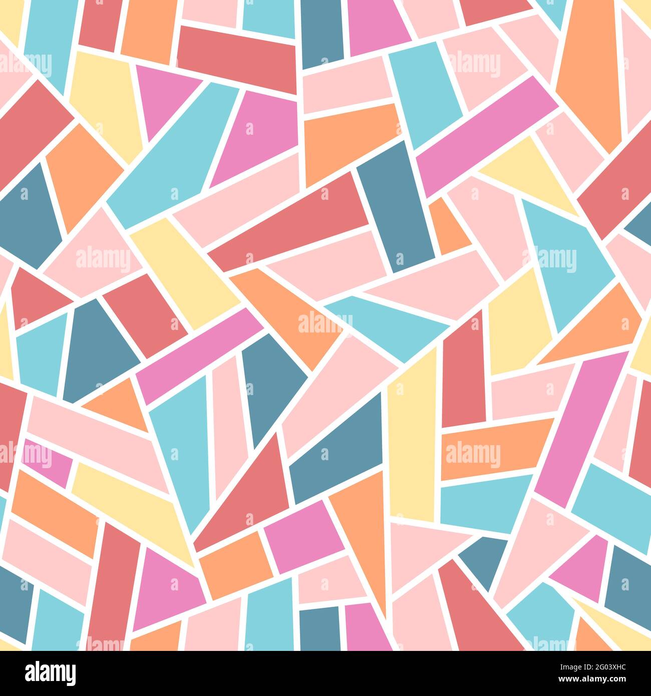 Vektor nahtloses Muster im Mosaikstil. Einfaches Design zum Einwickeln von Papier, Papeterie, Tapete, Textil. Stockfoto
