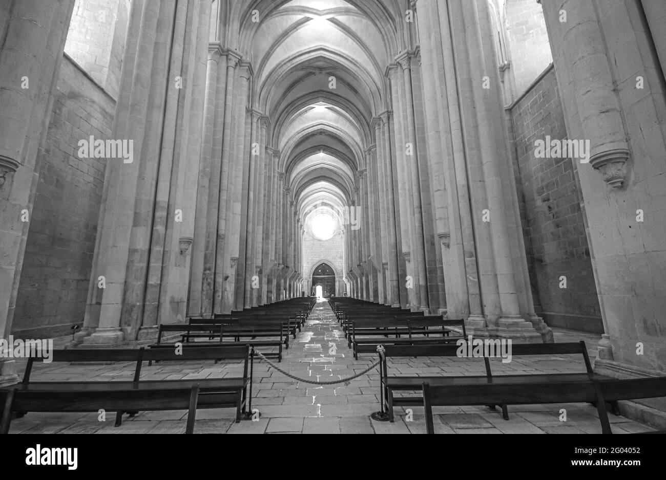 Das Kloster Alcobaca oder Mosteiro de Santa Maria ist ein römisch-katholischer Komplex in Alcobaca, Portugal. Stockfoto