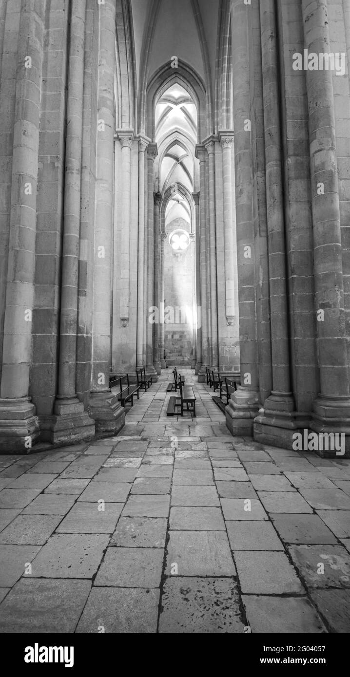 Das Kloster Alcobaca oder Mosteiro de Santa Maria ist ein römisch-katholischer Komplex in Alcobaca, Portugal. Stockfoto