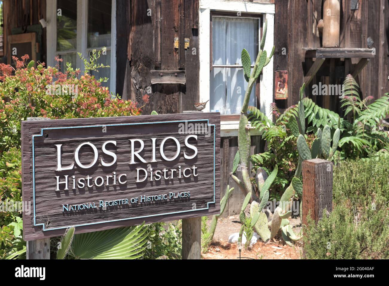 SAN JUAN CAPISTRANO, KALIFORNIEN - 27. MAI 2021: Schild am Los Rios Historic District. Stockfoto