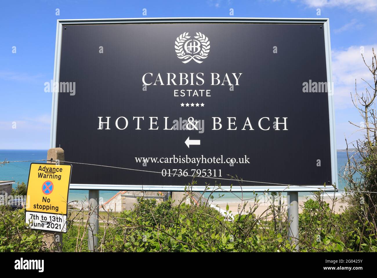 Das Carbis Bay Hotel & Estate, in dem im Juni 2021 der G7-Gipfel in Cornwall, Großbritannien, stattfindet Stockfoto