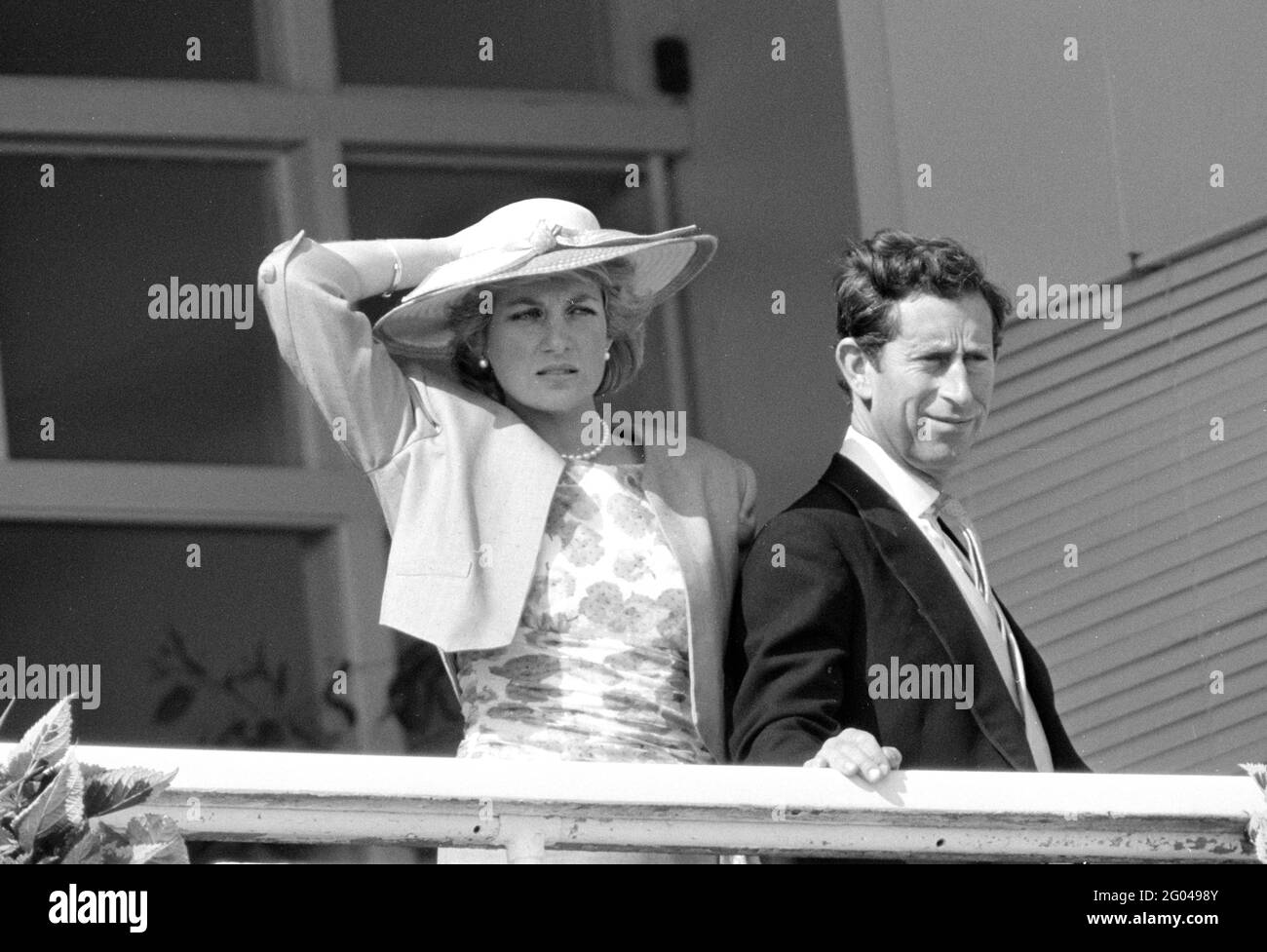 4.6.1987 Königsfamilie in Epsom Derby Diana, Prinzessin von Wales mit Prinz Charles Stockfoto