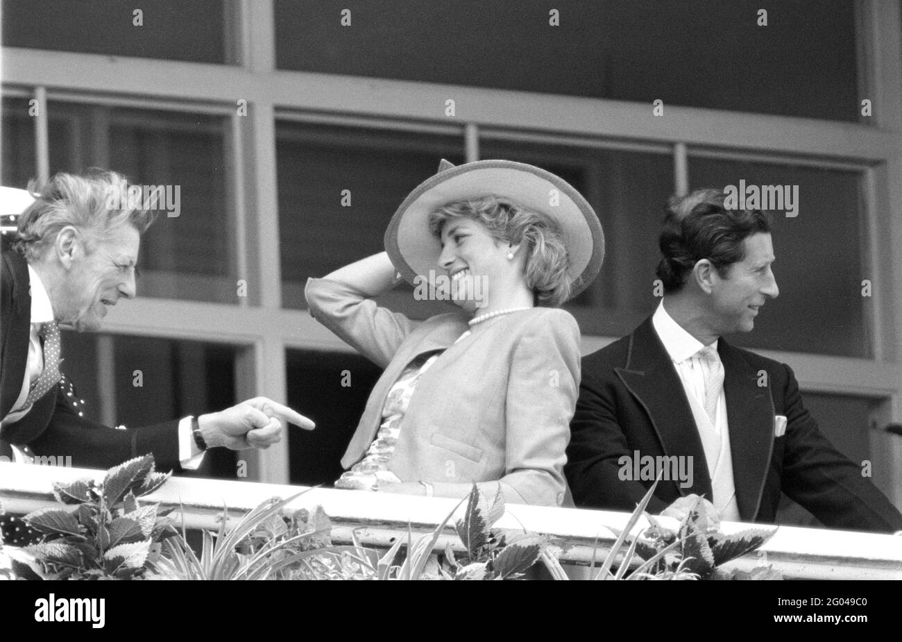 4.6.1987 Königsfamilie in Epsom Derby Diana, Prinzessin von Wales mit Prinz Charles Stockfoto