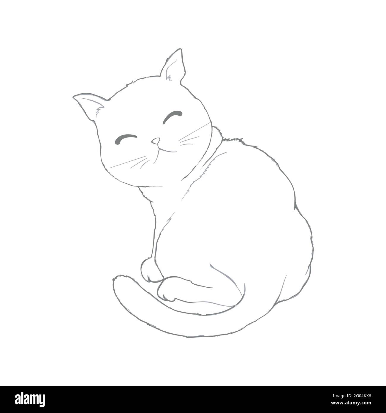 Skizze einer Katze isoliert auf weißem Hintergrund. Niedliche Vektor Katze Skizze zum Drucken Stock Vektor